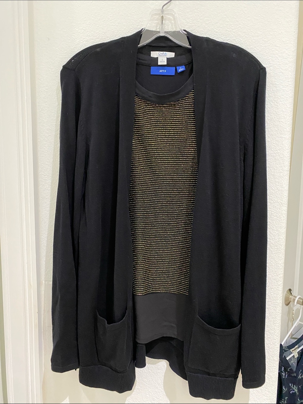Gold Shimmer! Croft & Barrow Cardigan Size S & Apt. 9 Tank Gold Lurex Size S